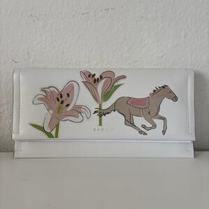 RADLEY LONDON Leather Kentucky Derby Large Flapover Wallet Horse Floral NWT